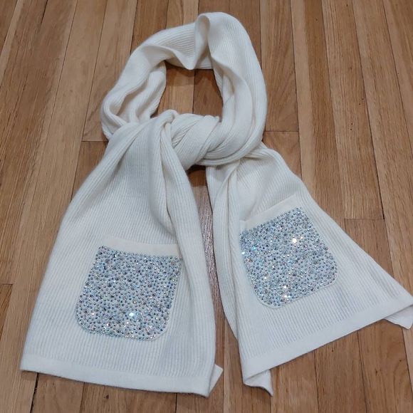William Sharp Accessories - William Sharp London 100% Cashmere Iridescent Crystal Embellished Scarf